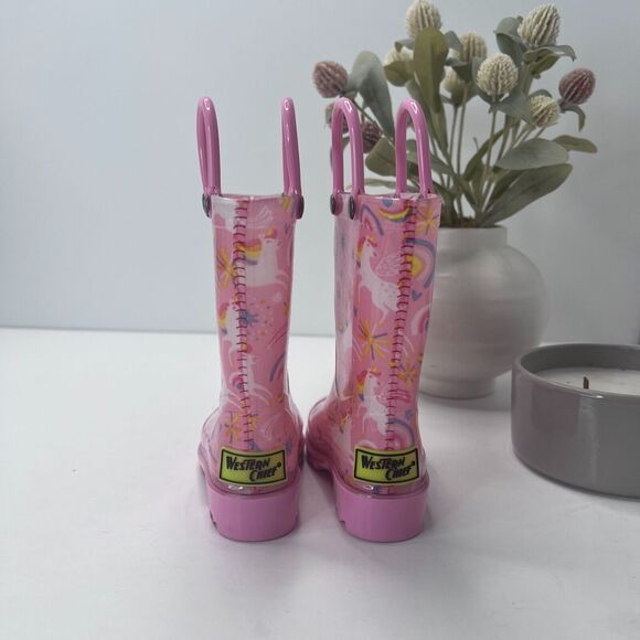 Western Chief Sparkle Unicorn Lighted Waterproof Rain Boots Pink Girls US 5 - Picture 2 of 7